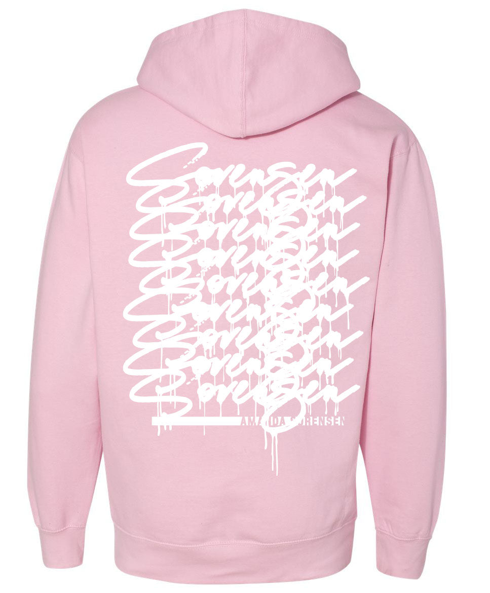 Sorensen White Drip Pink Hoodie