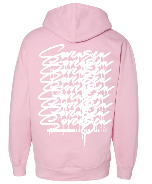 Sorensen White Drip Pink Hoodie